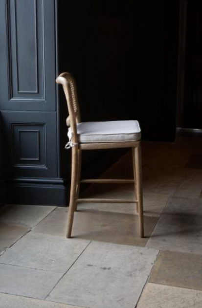 Anouk Barstool in Natural Linen with Rattan Back – Kubek Furniture