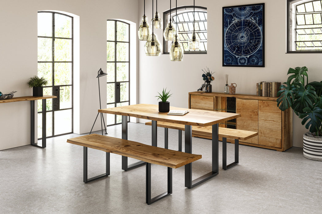 Live Edge 1.6m Dining Table With U Shaped Leg - Natural Finish