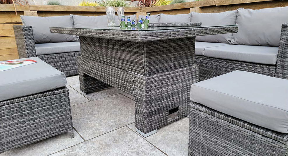 Catalina Corner Sofa Dining Set with Adjustable Table and Ice Bucket