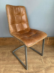 Dolomite Dining Chair in Brown Cerrato and Traditional Camel Piping - Kubek Furniture
