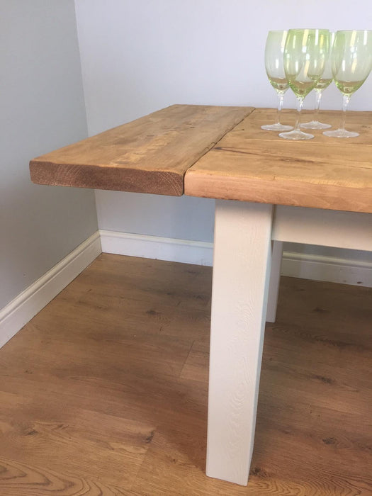 The Artisan White Painted Plank Dining Table with Leaf