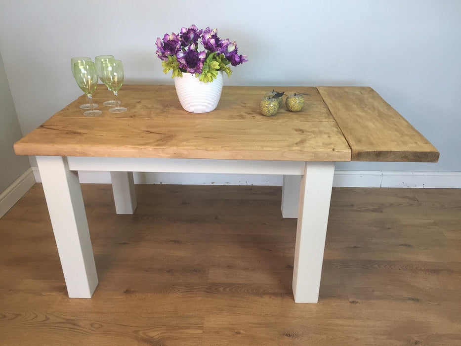 The Artisan White Painted Plank Dining Table with Leaf