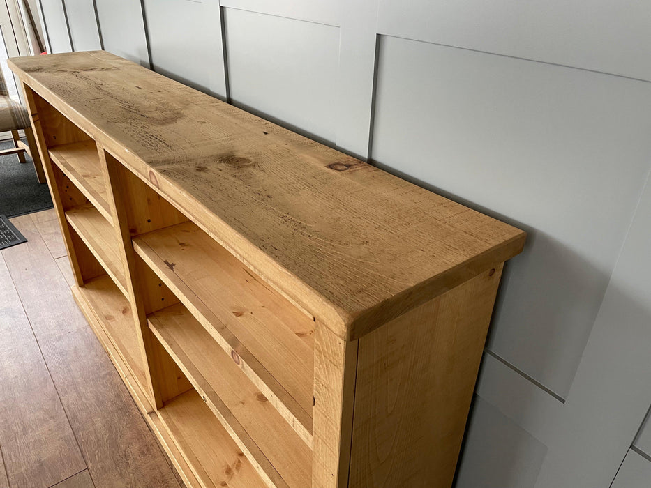 Authentic Light Wax Low Wide Open Bookcase - Kubek Furniture