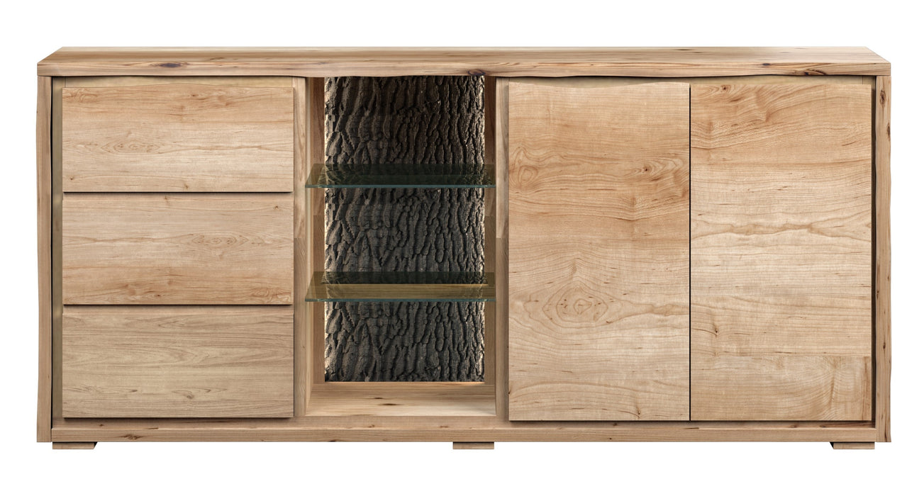 Live Edge Large Sideboard With LED Light - Natural Finish