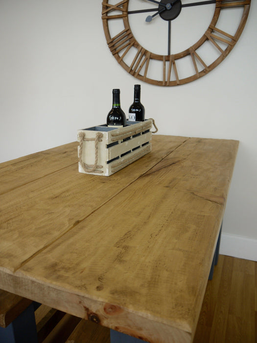 The Artisan Military Grey Painted Plank Dining Table - Kubek Furniture