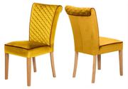 Trafford Dining Chair in Opulence Saffron with Bartollo Piping - Kubek Furniture