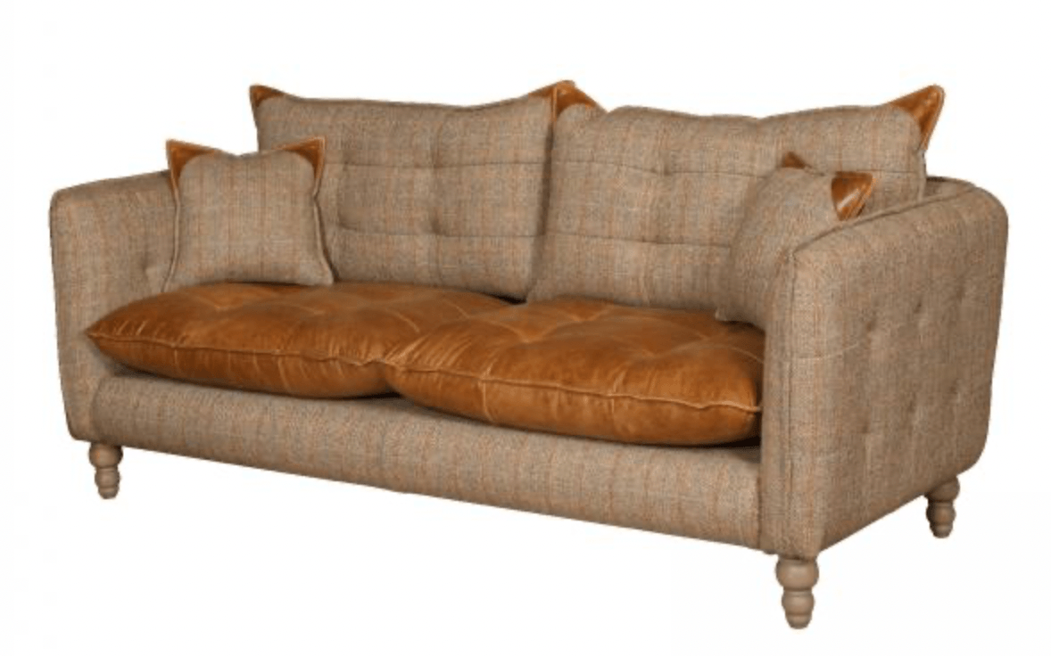 Regent 3-Seater Sofa in Hunting Lodge and Brown Cerrato - Kubek Furniture
