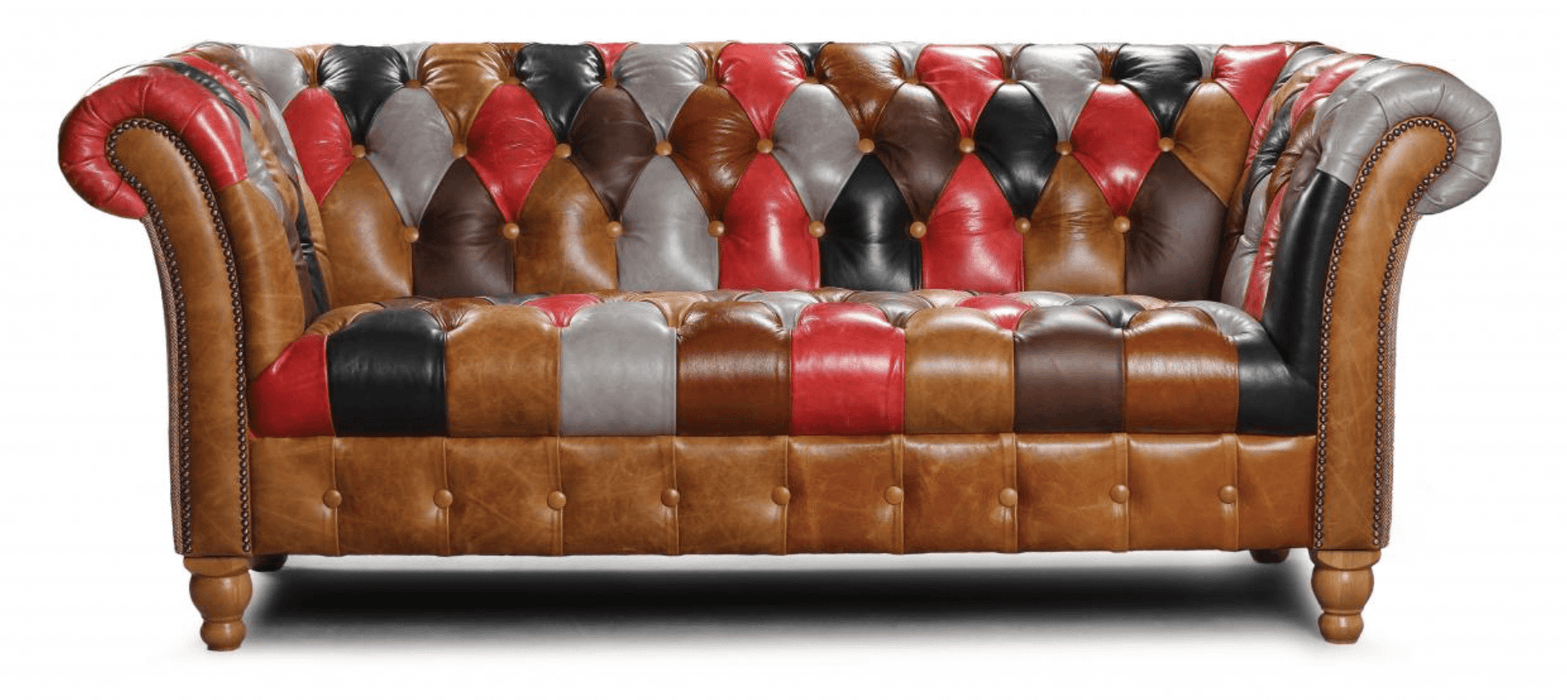 Presbury Leather Patchwork 2-Seater Sofa - Kubek Furniture