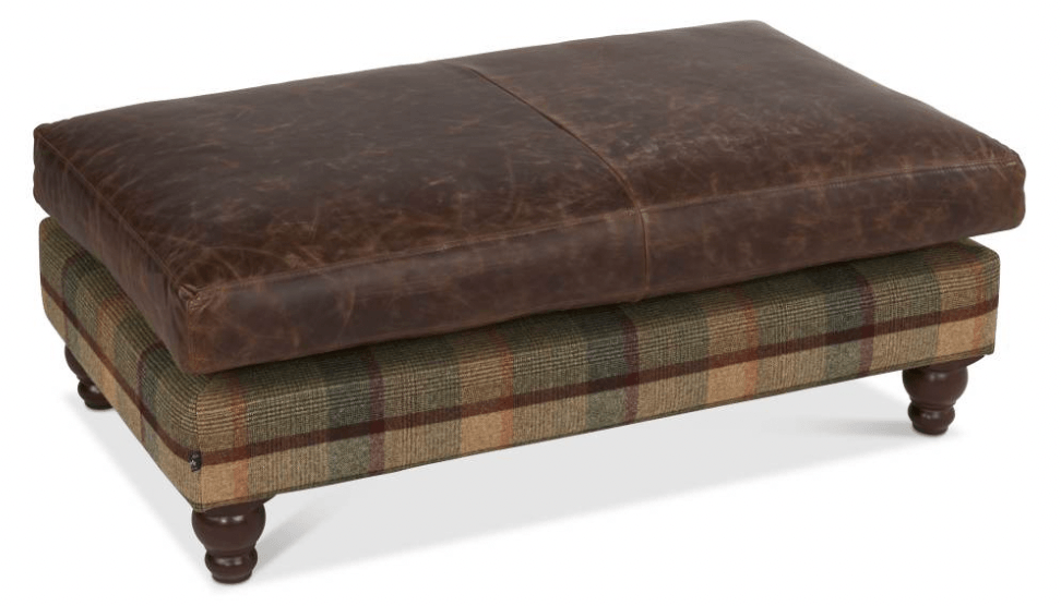 Large leather store footstool coffee table