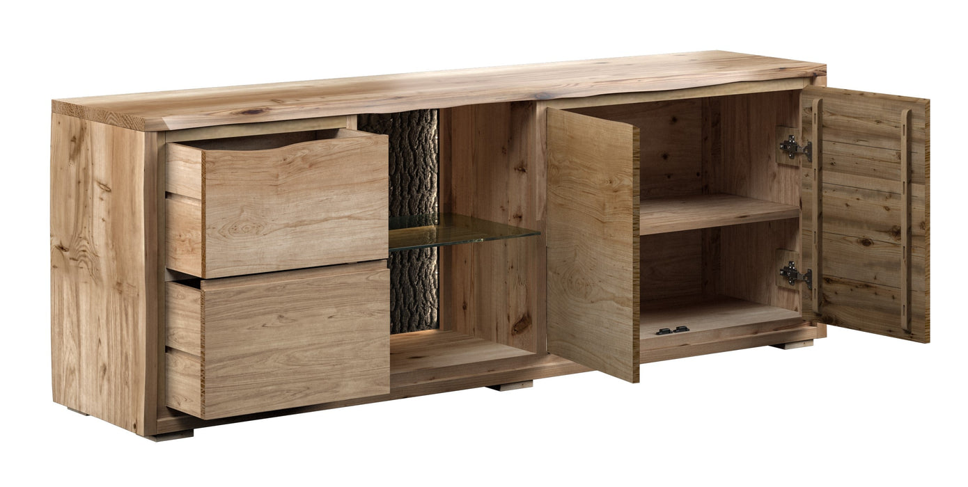 Live Edge TV Cabinet With LED Light - Natural Finish