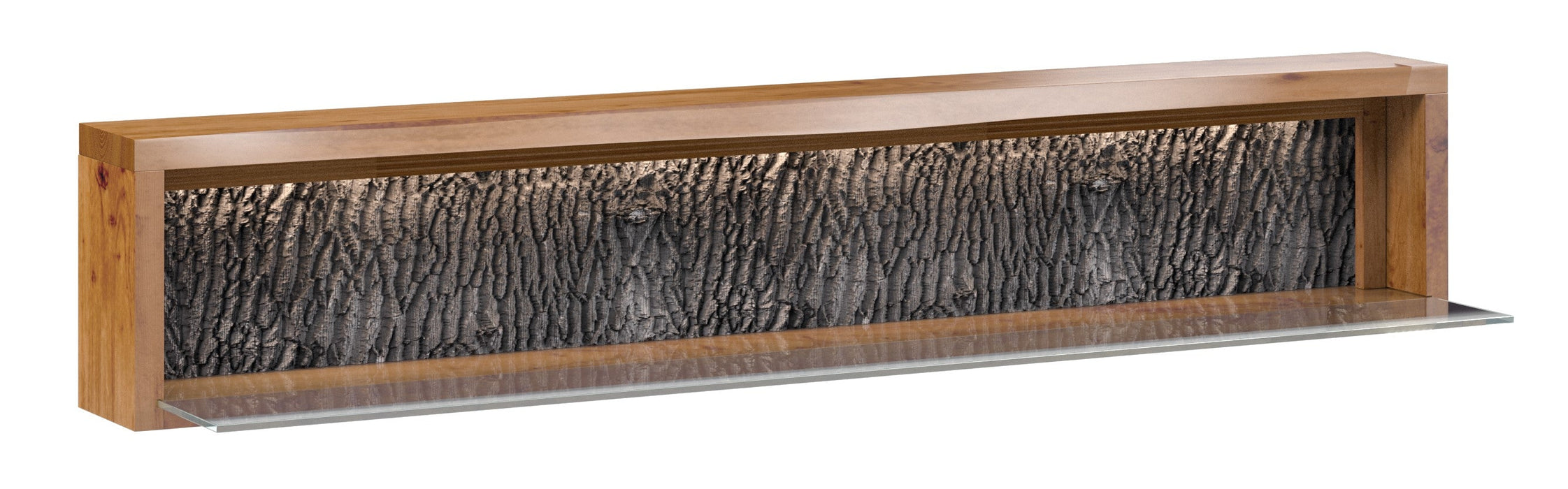 Live Edge Wall Shelf With LED Light - Russet Finish