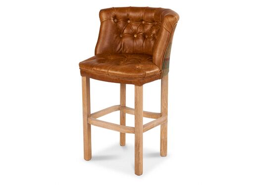 Parker Barstool in Brown Cerrato and Malham Green - Kubek Furniture