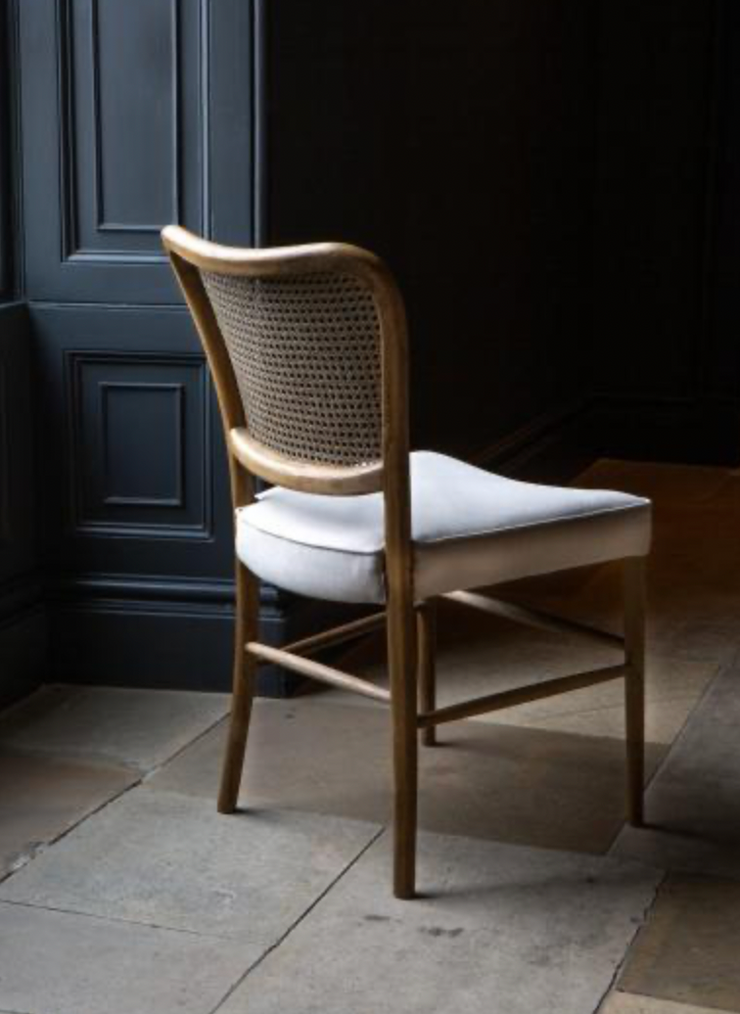 Anouk Dining Chair in Natural Linen with Rattan Back