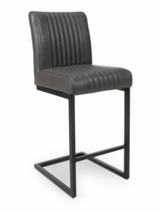 Archer Bar Chair in Grey Leather
