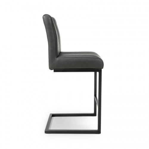 Archer Bar Chair in Grey Leather