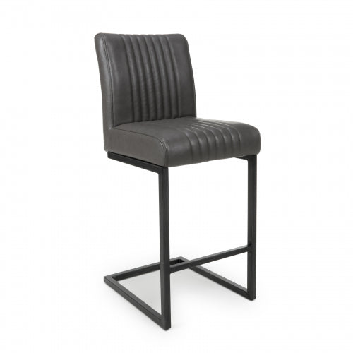 Archer Bar Chair in Grey Leather