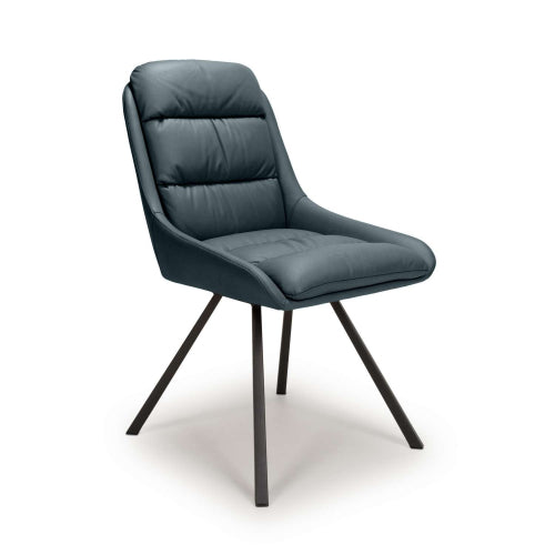 Arnhem Swivel Dining Chair in Midnight Blue Leather