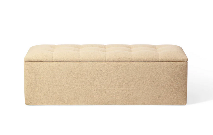 Cream Boucle Storage Ottoman