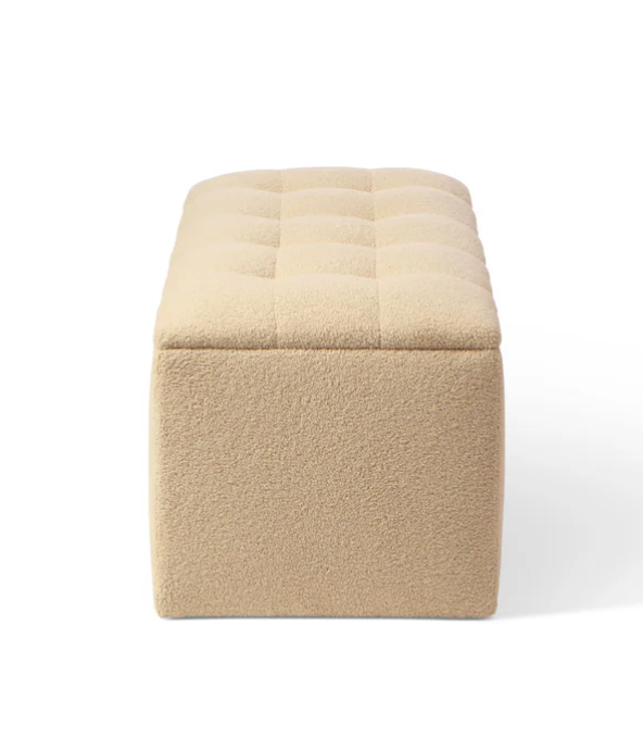 Cream Boucle Storage Ottoman