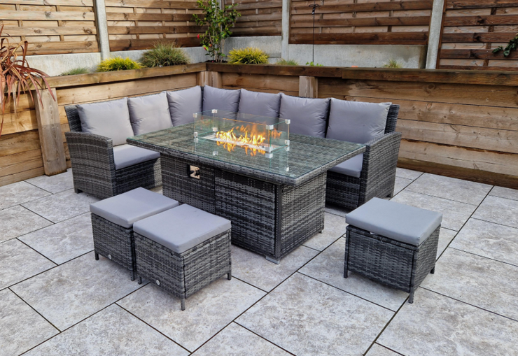 Charlotte Corner Sofa Dining Set with Gas Firepit