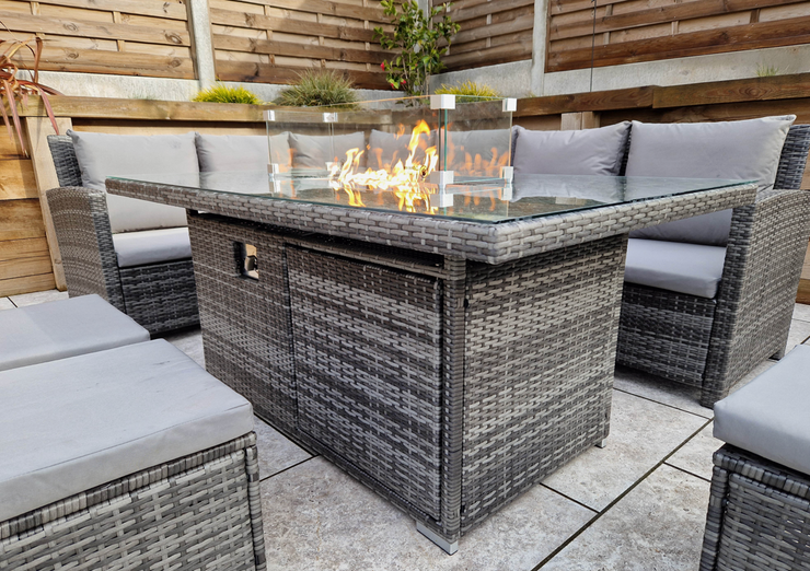 Charlotte Corner Sofa Dining Set with Gas Firepit