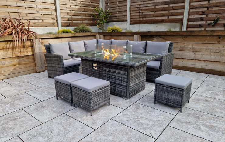 Charlotte Corner Sofa Dining Set with Gas Firepit