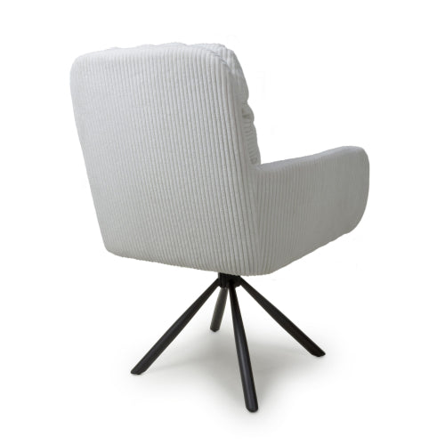 Cassidy Corduroy White Swivel Chair