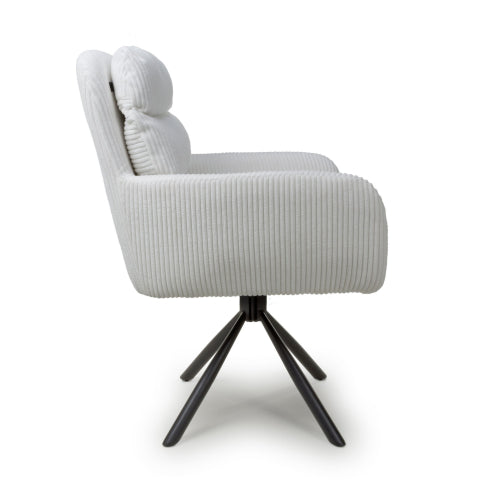 Cassidy Corduroy White Swivel Chair