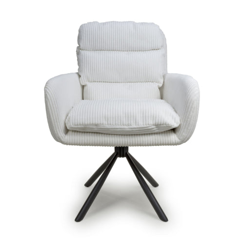 Cassidy Corduroy White Swivel Chair