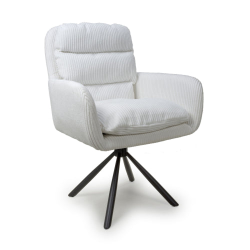 Cassidy Corduroy White Swivel Chair