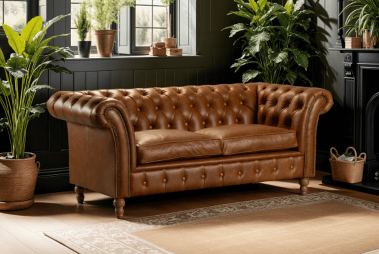 Chester Club 2-Seater Sofa in Brown Cerrato