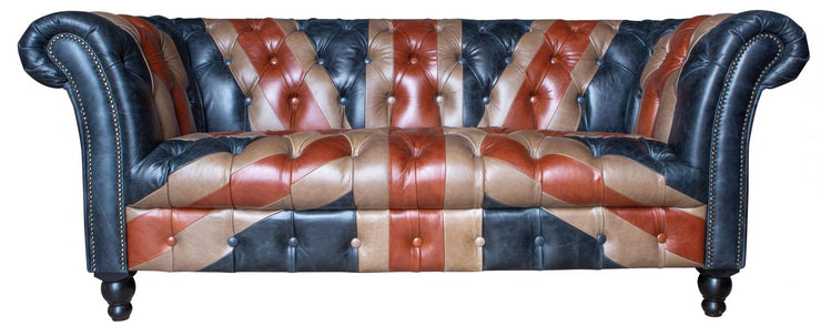 Chester Union Flag 2 Seater Sofa in Leather White Background