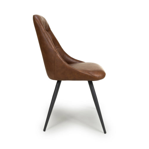 Corinth Dining Chair in Brown Leather