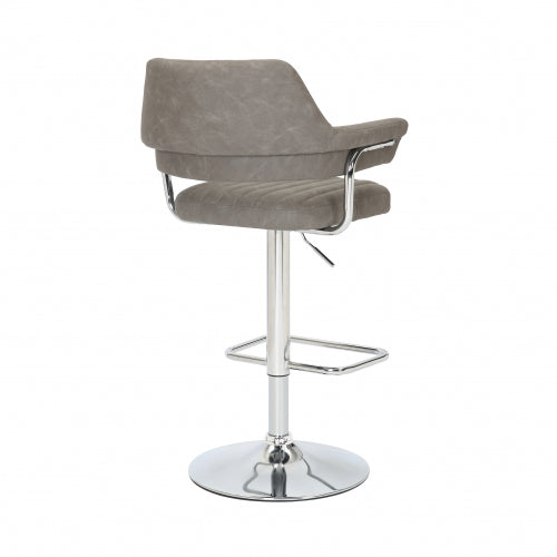 Cortez Swivel Bar Stool in Charcoal Leather