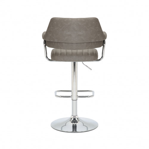 Cortez Swivel Bar Stool in Charcoal Leather