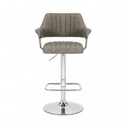 Cortez Swivel Bar Stool in Charcoal Leather