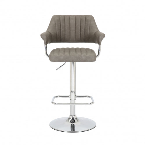 Cortez Swivel Bar Stool in Charcoal Leather