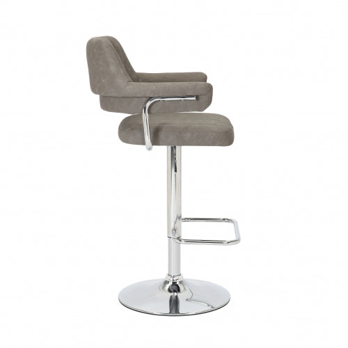 Cortez Swivel Bar Stool in Charcoal Leather