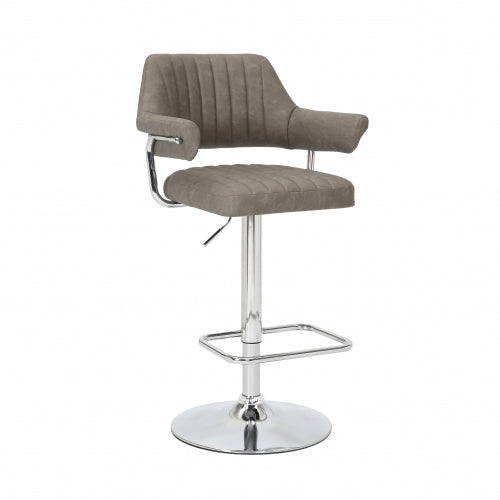 Cortez Swivel Bar Stool in Charcoal Leather