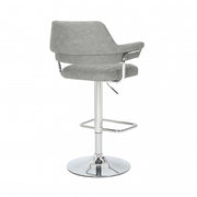 Cortez Swivel Bar Stool in Light Grey Leather