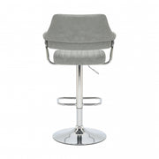 Cortez Swivel Bar Stool in Light Grey Leather