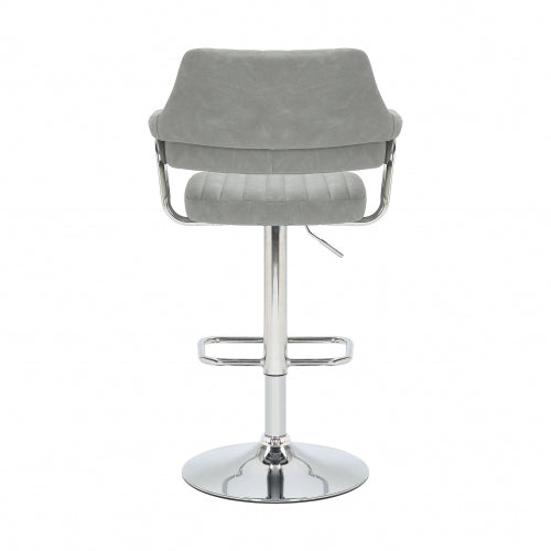 Cortez Swivel Bar Stool in Light Grey Leather