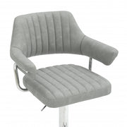 Cortez Swivel Bar Stool in Light Grey Leather