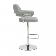 Cortez Swivel Bar Stool in Light Grey Leather