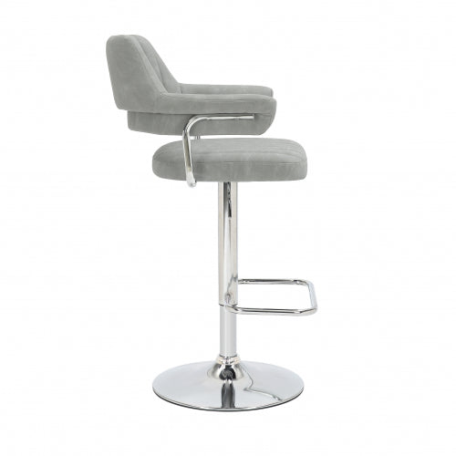 Cortez Swivel Bar Stool in Light Grey Leather