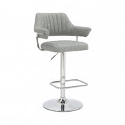 Cortez Swivel Bar Stool in Light Grey Leather