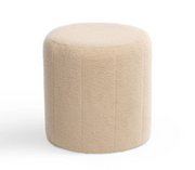 Cream Boucle Round Ottoman