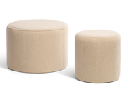 Cream Boucle Round Ottoman