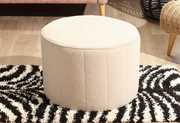 Cream Boucle Round Ottoman