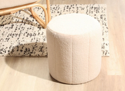 Cream Boucle Round Ottoman